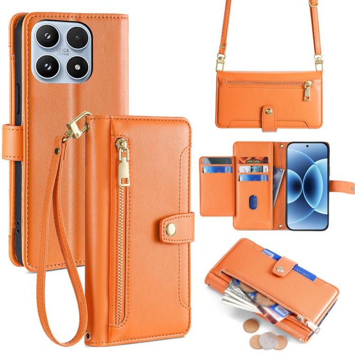 Funda de cuero para teléfono con cremallera y diseño cruzado con textura de oveja, For Xiaomi 17 Ultra, For Xiaomi 17 Pro Max, For Xiaomi 17 Pro, For Xiaomi 17, For Xiaomi Civi 5 Pro 5G, For Xiaomi 15 Ultra, For Xiaomi 14T Pro 5G, For Xiaomi 14T 5G