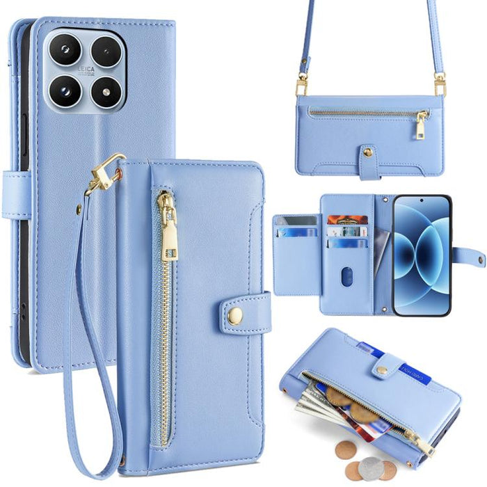 Funda de cuero para teléfono con cremallera y diseño cruzado con textura de oveja, For Xiaomi 17 Ultra, For Xiaomi 17 Pro Max, For Xiaomi 17 Pro, For Xiaomi 17, For Xiaomi Civi 5 Pro 5G, For Xiaomi 15 Ultra, For Xiaomi 14T Pro 5G, For Xiaomi 14T 5G