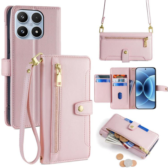 Funda de cuero para teléfono con cremallera y diseño cruzado con textura de oveja, For Xiaomi 17 Ultra, For Xiaomi 17 Pro Max, For Xiaomi 17 Pro, For Xiaomi 17, For Xiaomi Civi 5 Pro 5G, For Xiaomi 15 Ultra, For Xiaomi 14T Pro 5G, For Xiaomi 14T 5G