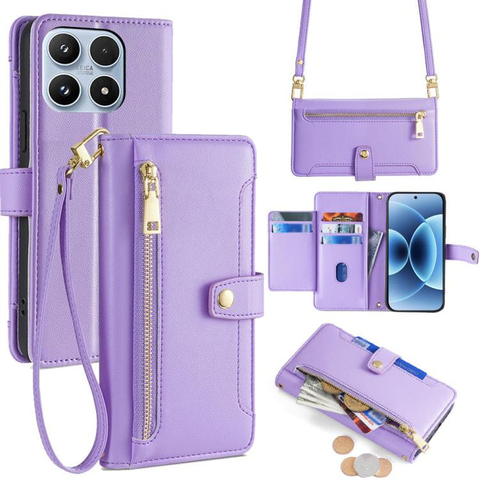Funda de cuero para teléfono con cremallera y diseño cruzado con textura de oveja, For Xiaomi 17 Ultra, For Xiaomi 17 Pro Max, For Xiaomi 17 Pro, For Xiaomi 17, For Xiaomi Civi 5 Pro 5G, For Xiaomi 15 Ultra, For Xiaomi 14T Pro 5G, For Xiaomi 14T 5G