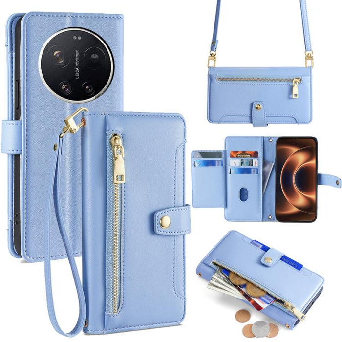 Funda de cuero para teléfono con cremallera y diseño cruzado con textura de oveja, For Xiaomi 17 Ultra, For Xiaomi 17 Pro Max, For Xiaomi 17 Pro, For Xiaomi 17, For Xiaomi Civi 5 Pro 5G, For Xiaomi 15 Ultra, For Xiaomi 14T Pro 5G, For Xiaomi 14T 5G