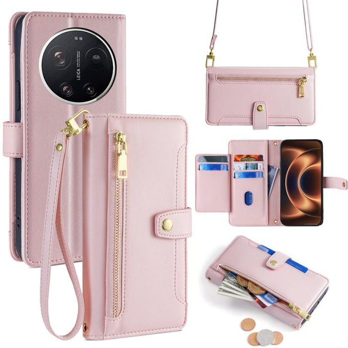 Funda de cuero para teléfono con cremallera y diseño cruzado con textura de oveja, For Xiaomi 17 Ultra, For Xiaomi 17 Pro Max, For Xiaomi 17 Pro, For Xiaomi 17, For Xiaomi Civi 5 Pro 5G, For Xiaomi 15 Ultra, For Xiaomi 14T Pro 5G, For Xiaomi 14T 5G