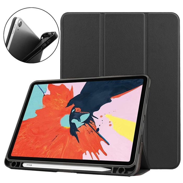 Para iPad Air 2020 10.8 Custer Texture TPU Funda de cuero con tapa horizontal con función de reposo / activación y soporte de tres pliegues y ranura para bolígrafo