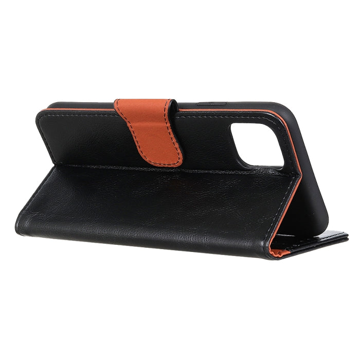 Estuche de cuero con tapa horizontal Napa Texture con soporte, ranura para tarjeta y billetera