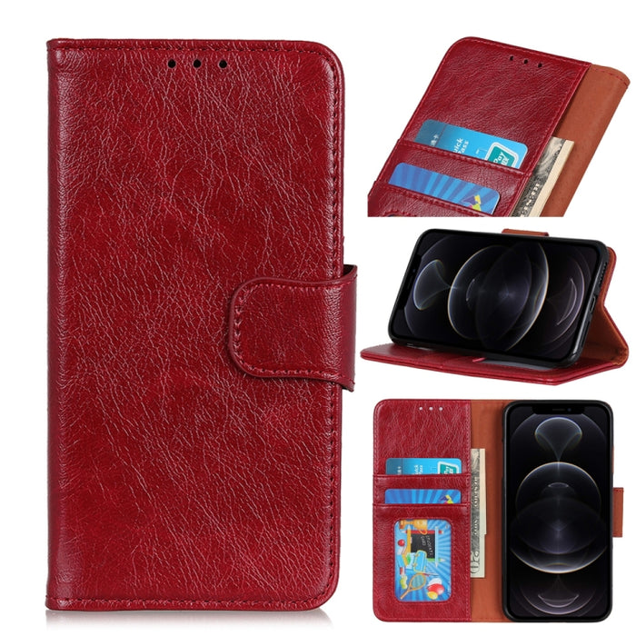 Estuche de cuero con tapa horizontal Napa Texture con soporte, ranura para tarjeta y billetera