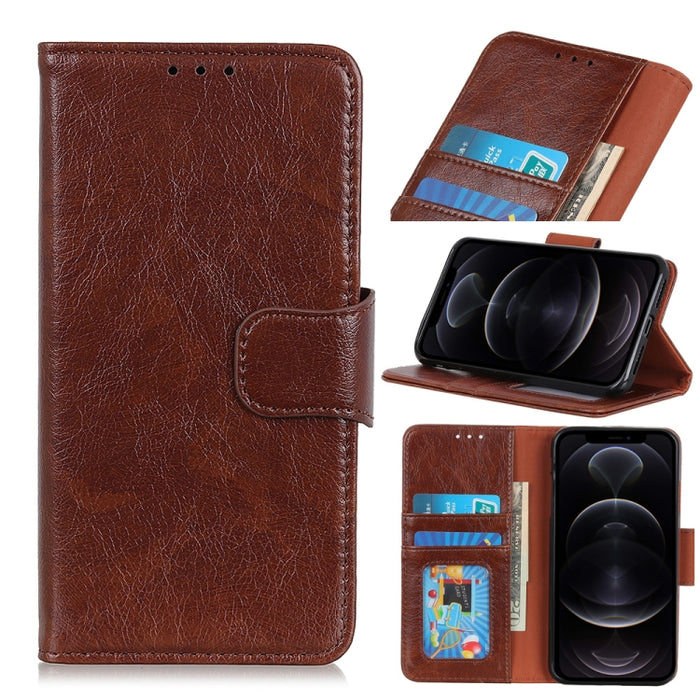 Estuche de cuero con tapa horizontal Napa Texture con soporte, ranura para tarjeta y billetera