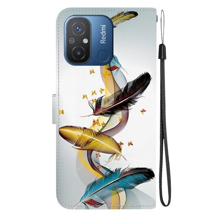 Funda de cuero para teléfono con dibujo de colores y textura de cristal, For Redmi 12C / 11A