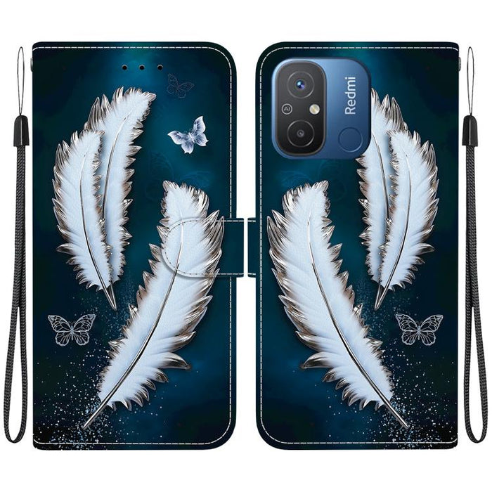 Funda de cuero para teléfono con dibujo de colores y textura de cristal, For Redmi 12C / 11A