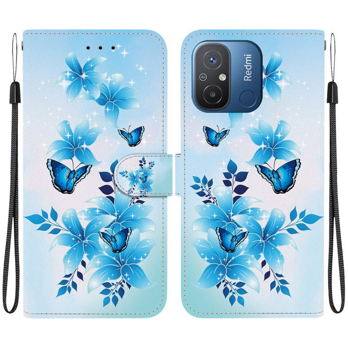 Funda de cuero para teléfono con dibujo de colores y textura de cristal, For Redmi 12C / 11A