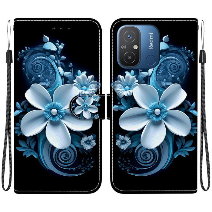 Funda de cuero para teléfono con dibujo de colores y textura de cristal, For Redmi 12C / 11A