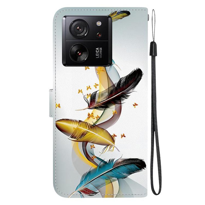 Funda de cuero para teléfono con dibujo de colores y textura de cristal, For Xiaomi 13T / 13T Pro