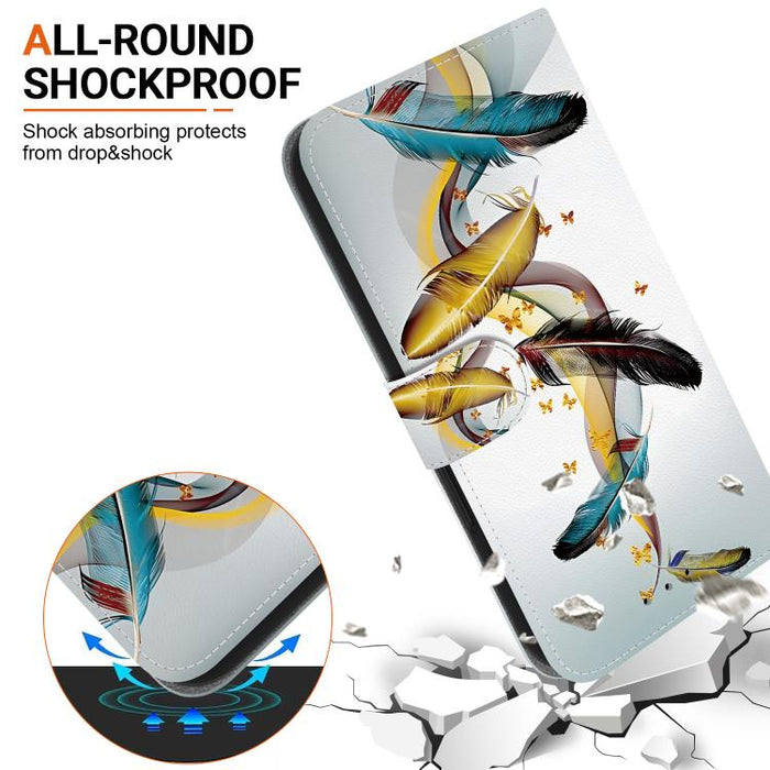 Funda de cuero para teléfono con dibujo de colores y textura de cristal, For Xiaomi 13T / 13T Pro