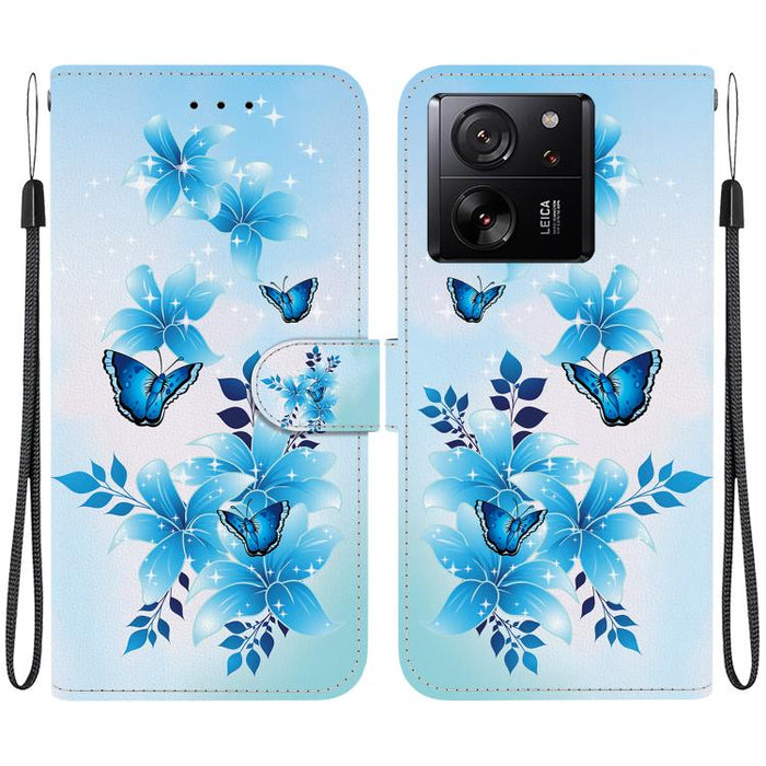 Funda de cuero para teléfono con dibujo de colores y textura de cristal, For Xiaomi 13T / 13T Pro