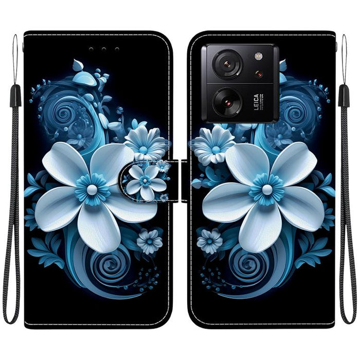 Funda de cuero para teléfono con dibujo de colores y textura de cristal, For Xiaomi 13T / 13T Pro