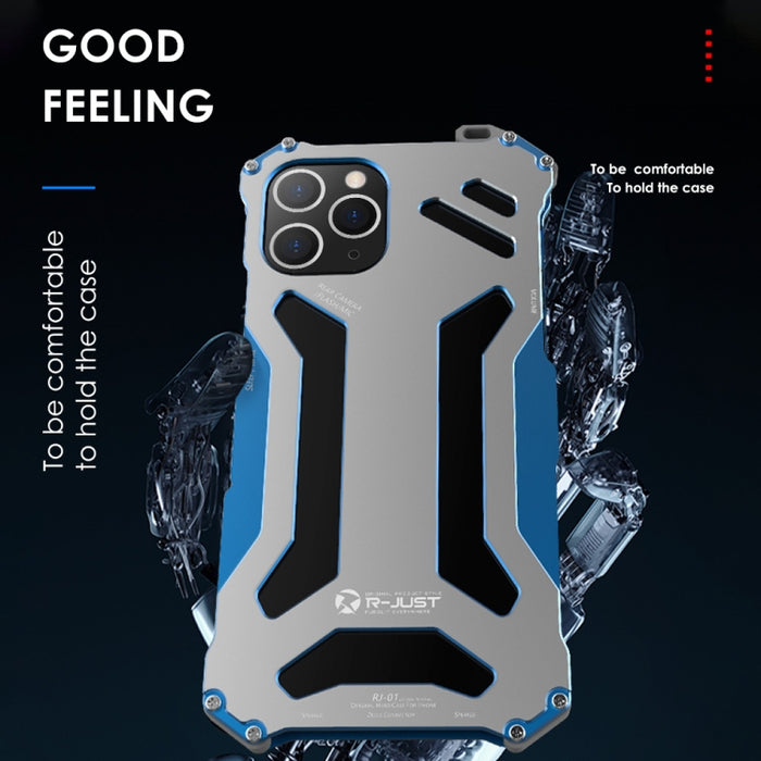 Estuche protector de metal blindado a prueba de golpes R-JUST, For iPhone 12 / 12 Pro, For iPhone 12 Pro Max