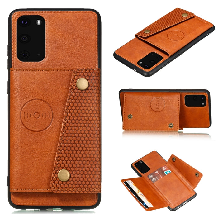 Estuche protector magnético a prueba de golpes con doble hebilla PU + TPU con ranura para tarjeta y soporte, For Samsung Galaxy Note 20, For Samsung Galaxy Note 20 Ultra, For Xiaomi Redmi 9A, For Xiaomi Redmi 9C