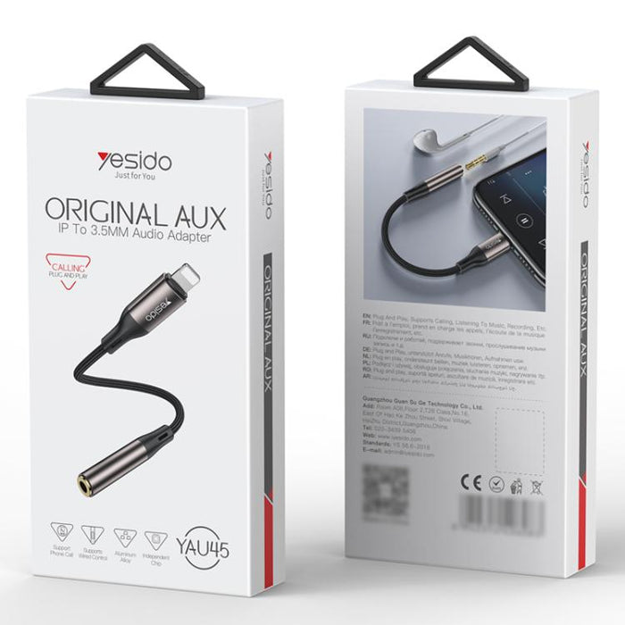Adaptador de audio de aleación de aluminio de 8 pines a 3,5 mm de Yesido YAU45, YAU45