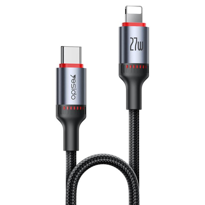 Cable de datos de carga Yesido CA182 PD27W 3A USB-C/Tipo-C a 8 pines, longitud: 1,2 m, CA182