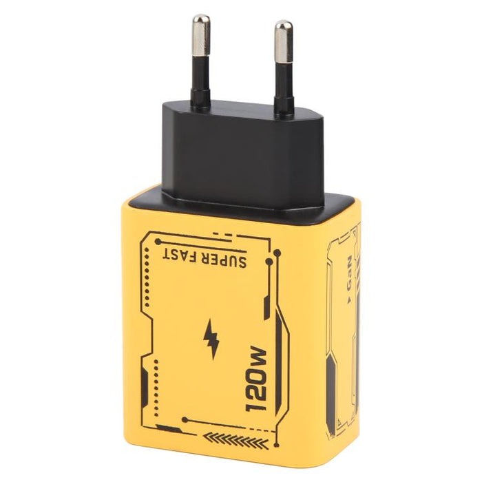 Adaptador de carga KO-72 GaN de 120 W, 4 puertos, 2 PD, 2 QC 3.0 USB y cargador rápido USB-C/Tipo-C, EU Plug, US Plug