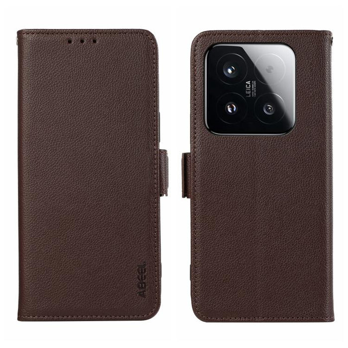 Funda para teléfono RFID de cuero con patrón de lichi y imán lateral ABEEL, For Xiaomi 17T Pro 5G, For Xiaomi 17T 5G, For Xiaomi 17 Pro Max, For Xiaomi 17 Pro, For Xiaomi 17, For Xiaomi 15T Pro 5G, For Xiaomi 15T 5G, For Xiaomi Poco F7 Pro / F7 Ultra  ...