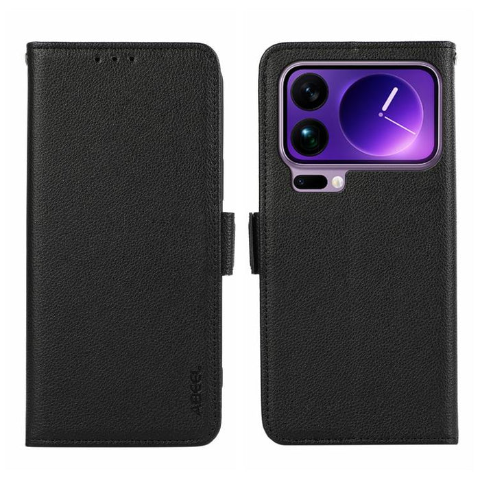 Funda para teléfono RFID de cuero con patrón de lichi y imán lateral ABEEL, For Xiaomi 17T Pro 5G, For Xiaomi 17T 5G, For Xiaomi 17 Pro Max, For Xiaomi 17 Pro, For Xiaomi 17, For Xiaomi 15T Pro 5G, For Xiaomi 15T 5G, For Xiaomi Poco F7 Pro / F7 Ultra  ...