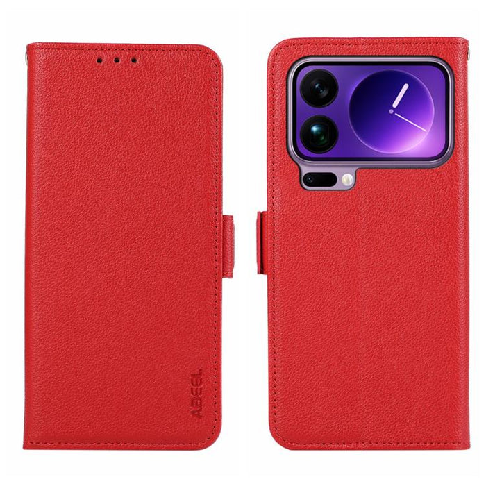 Funda para teléfono RFID de cuero con patrón de lichi y imán lateral ABEEL, For Xiaomi 17T Pro 5G, For Xiaomi 17T 5G, For Xiaomi 17 Pro Max, For Xiaomi 17 Pro, For Xiaomi 17, For Xiaomi 15T Pro 5G, For Xiaomi 15T 5G, For Xiaomi Poco F7 Pro / F7 Ultra  ...