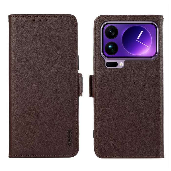 Funda para teléfono RFID de cuero con patrón de lichi y imán lateral ABEEL, For Xiaomi 17T Pro 5G, For Xiaomi 17T 5G, For Xiaomi 17 Pro Max, For Xiaomi 17 Pro, For Xiaomi 17, For Xiaomi 15T Pro 5G, For Xiaomi 15T 5G, For Xiaomi Poco F7 Pro / F7 Ultra  ...