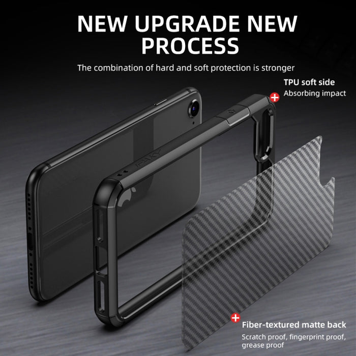 iPAKY Serie Pioneer Funda de TPU + PC con textura de fibra de carbono a prueba de golpes