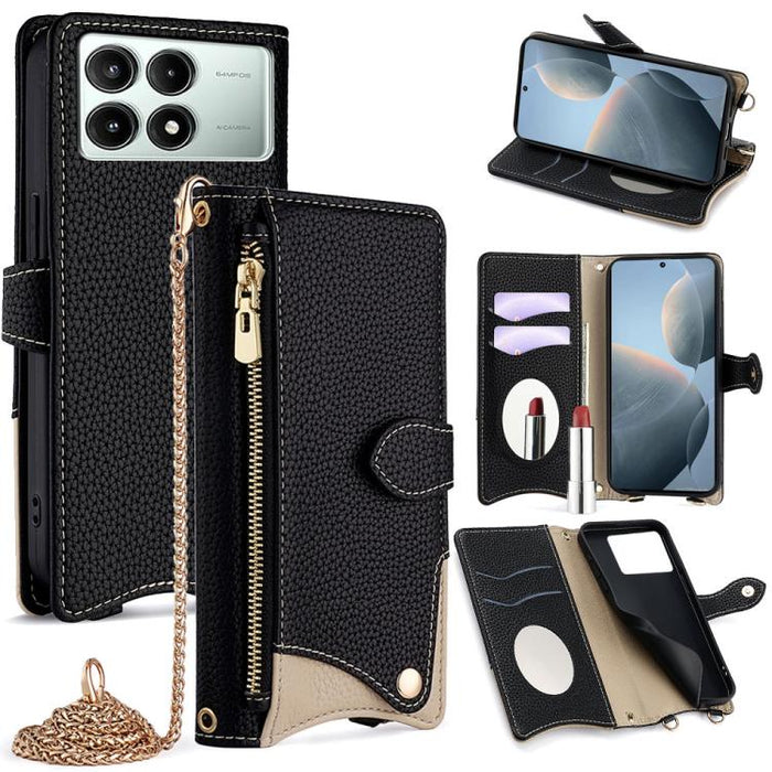 Funda para teléfono de piel de lichi con forma de cola de pez y cadena cruzada, For Redmi K90, For Redmi K90 Pro Max, For Redmi 15C 5G / 4G EU 173mm / Poco C85 5G, For Redmi 15C 5G / 4G Global 171mm / Poco C85 4G, For Redmi K80 Ultra                   ...