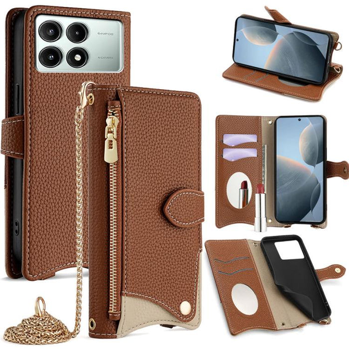Funda para teléfono de piel de lichi con forma de cola de pez y cadena cruzada, For Redmi K90, For Redmi K90 Pro Max, For Redmi 15C 5G / 4G EU 173mm / Poco C85 5G, For Redmi 15C 5G / 4G Global 171mm / Poco C85 4G, For Redmi K80 Ultra                   ...