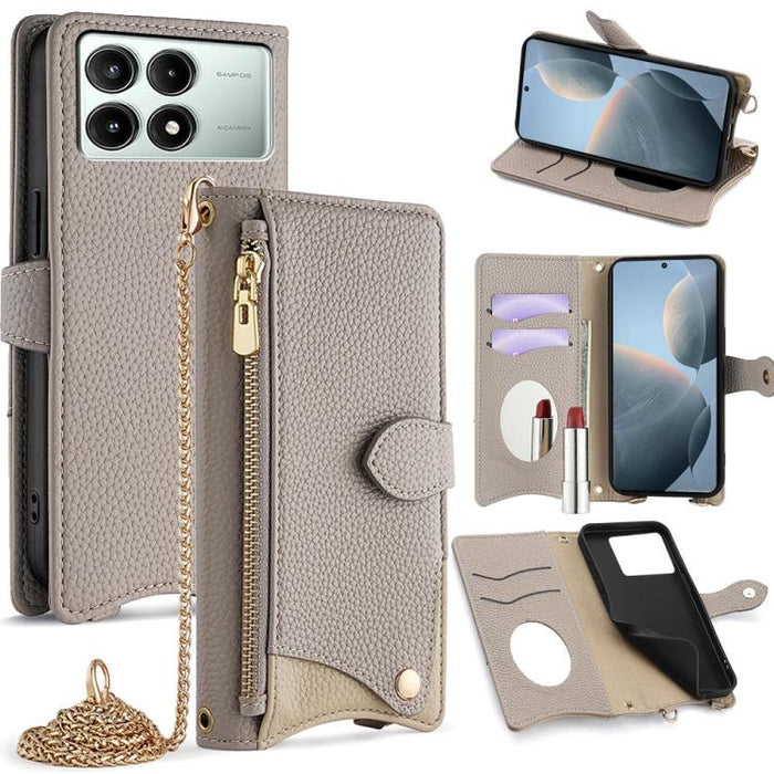 Funda para teléfono de piel de lichi con forma de cola de pez y cadena cruzada, For Redmi K90, For Redmi K90 Pro Max, For Redmi 15C 5G / 4G EU 173mm / Poco C85 5G, For Redmi 15C 5G / 4G Global 171mm / Poco C85 4G, For Redmi K80 Ultra                   ...