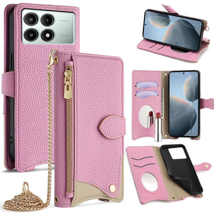 Funda para teléfono de piel de lichi con forma de cola de pez y cadena cruzada, For Redmi K90, For Redmi K90 Pro Max, For Redmi 15C 5G / 4G EU 173mm / Poco C85 5G, For Redmi 15C 5G / 4G Global 171mm / Poco C85 4G, For Redmi K80 Ultra                   ...