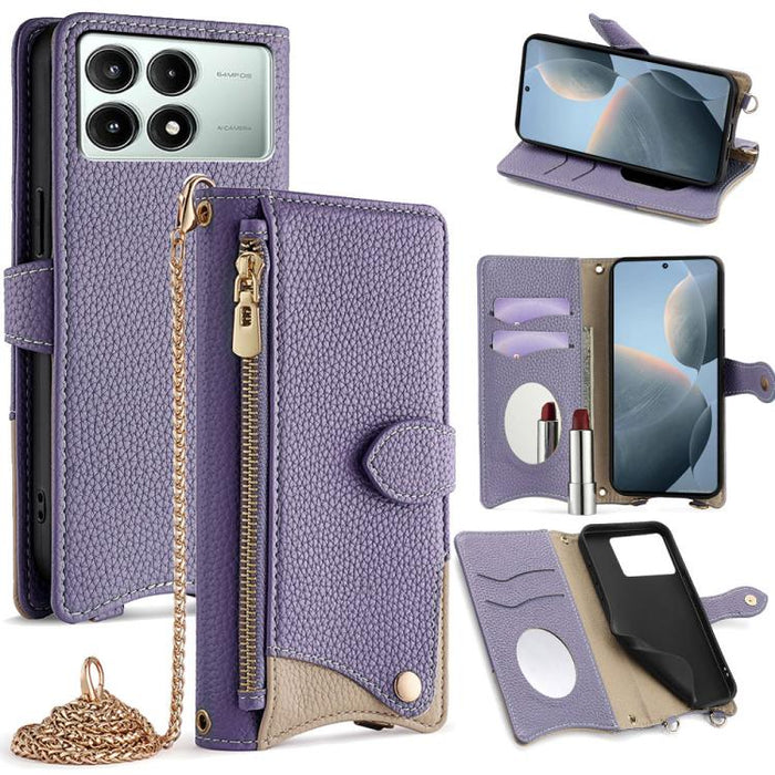 Funda para teléfono de piel de lichi con forma de cola de pez y cadena cruzada, For Redmi K90, For Redmi K90 Pro Max, For Redmi 15C 5G / 4G EU 173mm / Poco C85 5G, For Redmi 15C 5G / 4G Global 171mm / Poco C85 4G, For Redmi K80 Ultra                   ...