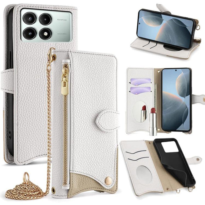 Funda para teléfono de piel de lichi con forma de cola de pez y cadena cruzada, For Redmi K90, For Redmi K90 Pro Max, For Redmi 15C 5G / 4G EU 173mm / Poco C85 5G, For Redmi 15C 5G / 4G Global 171mm / Poco C85 4G, For Redmi K80 Ultra                   ...