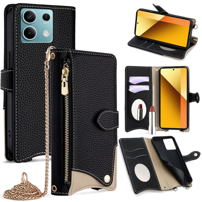 Funda para teléfono de piel de lichi con forma de cola de pez y cadena cruzada, For Redmi K90, For Redmi K90 Pro Max, For Redmi 15C 5G / 4G EU 173mm / Poco C85 5G, For Redmi 15C 5G / 4G Global 171mm / Poco C85 4G, For Redmi K80 Ultra                   ...
