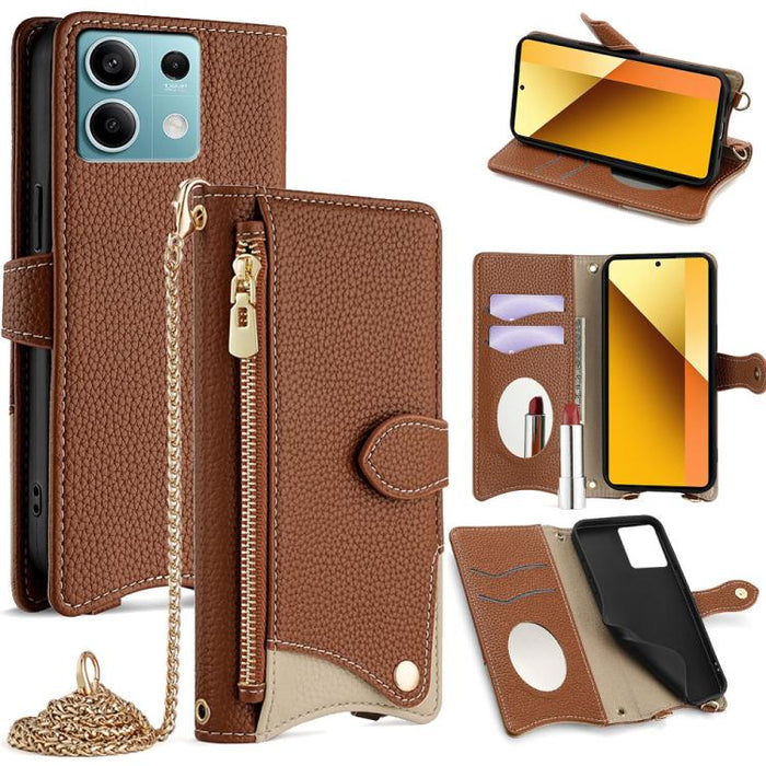 Funda para teléfono de piel de lichi con forma de cola de pez y cadena cruzada, For Redmi K90, For Redmi K90 Pro Max, For Redmi 15C 5G / 4G EU 173mm / Poco C85 5G, For Redmi 15C 5G / 4G Global 171mm / Poco C85 4G, For Redmi K80 Ultra                   ...