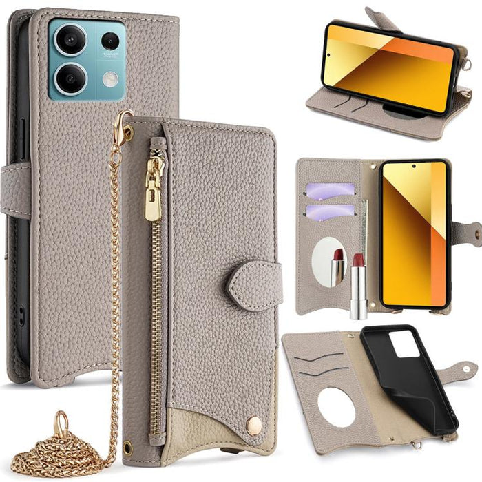Funda para teléfono de piel de lichi con forma de cola de pez y cadena cruzada, For Redmi K90, For Redmi K90 Pro Max, For Redmi 15C 5G / 4G EU 173mm / Poco C85 5G, For Redmi 15C 5G / 4G Global 171mm / Poco C85 4G, For Redmi K80 Ultra                   ...