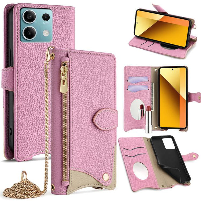 Funda para teléfono de piel de lichi con forma de cola de pez y cadena cruzada, For Redmi K90, For Redmi K90 Pro Max, For Redmi 15C 5G / 4G EU 173mm / Poco C85 5G, For Redmi 15C 5G / 4G Global 171mm / Poco C85 4G, For Redmi K80 Ultra                   ...