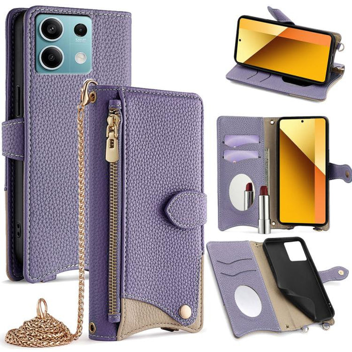 Funda para teléfono de piel de lichi con forma de cola de pez y cadena cruzada, For Redmi K90, For Redmi K90 Pro Max, For Redmi 15C 5G / 4G EU 173mm / Poco C85 5G, For Redmi 15C 5G / 4G Global 171mm / Poco C85 4G, For Redmi K80 Ultra                   ...