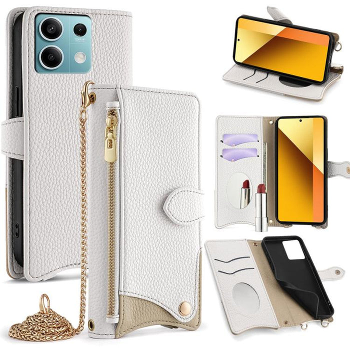 Funda para teléfono de piel de lichi con forma de cola de pez y cadena cruzada, For Redmi K90, For Redmi K90 Pro Max, For Redmi 15C 5G / 4G EU 173mm / Poco C85 5G, For Redmi 15C 5G / 4G Global 171mm / Poco C85 4G, For Redmi K80 Ultra                   ...