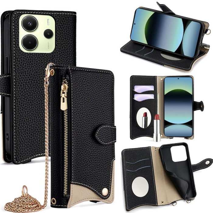 Funda para teléfono de piel de lichi con forma de cola de pez y cadena cruzada, For Redmi K90, For Redmi K90 Pro Max, For Redmi 15C 5G / 4G EU 173mm / Poco C85 5G, For Redmi 15C 5G / 4G Global 171mm / Poco C85 4G, For Redmi K80 Ultra                   ...