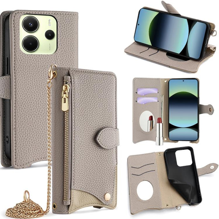 Funda para teléfono de piel de lichi con forma de cola de pez y cadena cruzada, For Redmi K90, For Redmi K90 Pro Max, For Redmi 15C 5G / 4G EU 173mm / Poco C85 5G, For Redmi 15C 5G / 4G Global 171mm / Poco C85 4G, For Redmi K80 Ultra                   ...