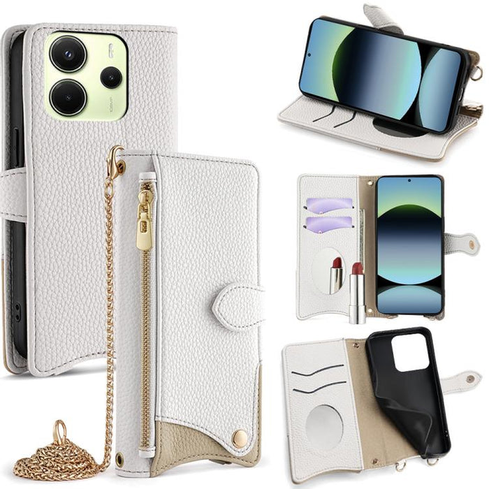 Funda para teléfono de piel de lichi con forma de cola de pez y cadena cruzada, For Redmi K90, For Redmi K90 Pro Max, For Redmi 15C 5G / 4G EU 173mm / Poco C85 5G, For Redmi 15C 5G / 4G Global 171mm / Poco C85 4G, For Redmi K80 Ultra                   ...