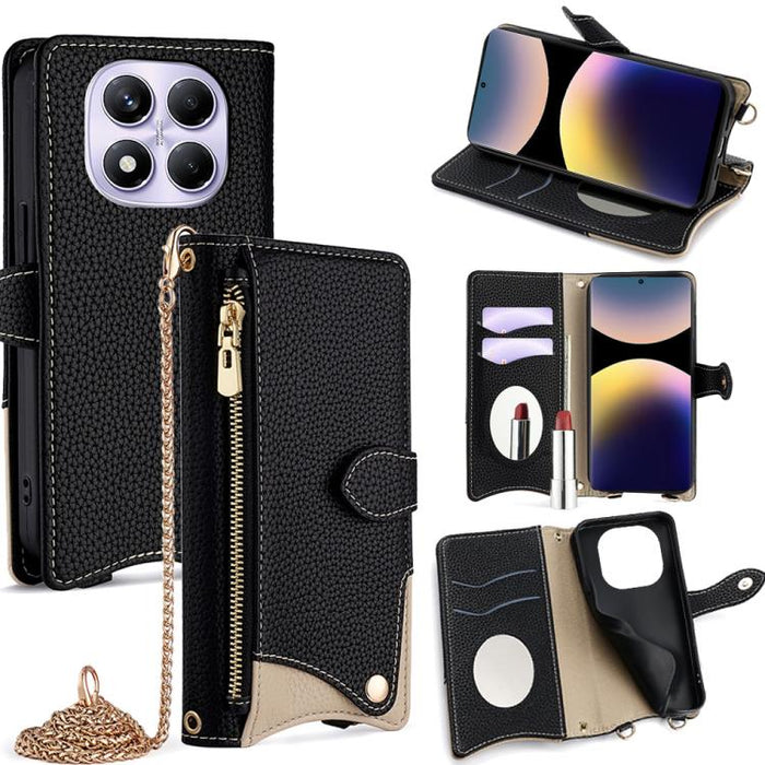 Funda para teléfono de piel de lichi con forma de cola de pez y cadena cruzada, For Redmi K90, For Redmi K90 Pro Max, For Redmi 15C 5G / 4G EU 173mm / Poco C85 5G, For Redmi 15C 5G / 4G Global 171mm / Poco C85 4G, For Redmi K80 Ultra                   ...