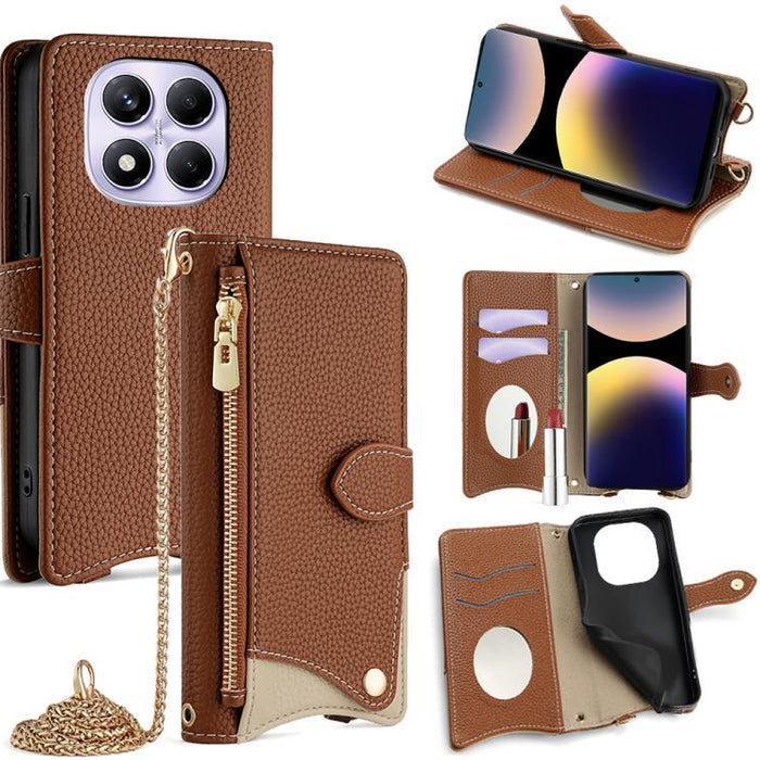 Funda para teléfono de piel de lichi con forma de cola de pez y cadena cruzada, For Redmi K90, For Redmi K90 Pro Max, For Redmi 15C 5G / 4G EU 173mm / Poco C85 5G, For Redmi 15C 5G / 4G Global 171mm / Poco C85 4G, For Redmi K80 Ultra                   ...