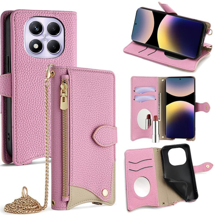 Funda para teléfono de piel de lichi con forma de cola de pez y cadena cruzada, For Redmi K90, For Redmi K90 Pro Max, For Redmi 15C 5G / 4G EU 173mm / Poco C85 5G, For Redmi 15C 5G / 4G Global 171mm / Poco C85 4G, For Redmi K80 Ultra                   ...