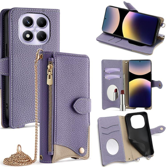 Funda para teléfono de piel de lichi con forma de cola de pez y cadena cruzada, For Redmi K90, For Redmi K90 Pro Max, For Redmi 15C 5G / 4G EU 173mm / Poco C85 5G, For Redmi 15C 5G / 4G Global 171mm / Poco C85 4G, For Redmi K80 Ultra                   ...