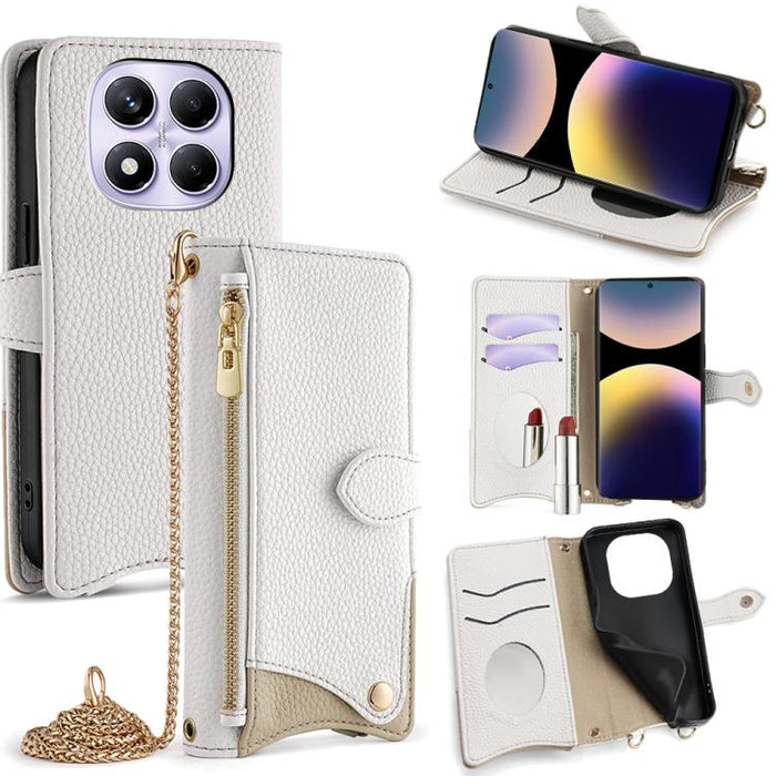 Funda para teléfono de piel de lichi con forma de cola de pez y cadena cruzada, For Redmi K90, For Redmi K90 Pro Max, For Redmi 15C 5G / 4G EU 173mm / Poco C85 5G, For Redmi 15C 5G / 4G Global 171mm / Poco C85 4G, For Redmi K80 Ultra                   ...
