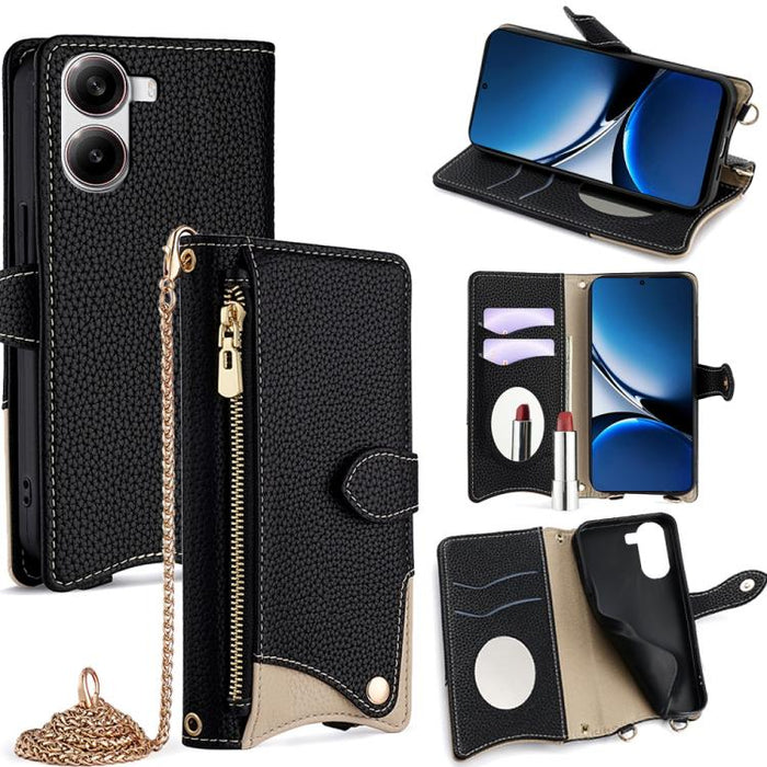 Funda para teléfono de piel de lichi con forma de cola de pez y cadena cruzada, For Redmi K90, For Redmi K90 Pro Max, For Redmi 15C 5G / 4G EU 173mm / Poco C85 5G, For Redmi 15C 5G / 4G Global 171mm / Poco C85 4G, For Redmi K80 Ultra                   ...