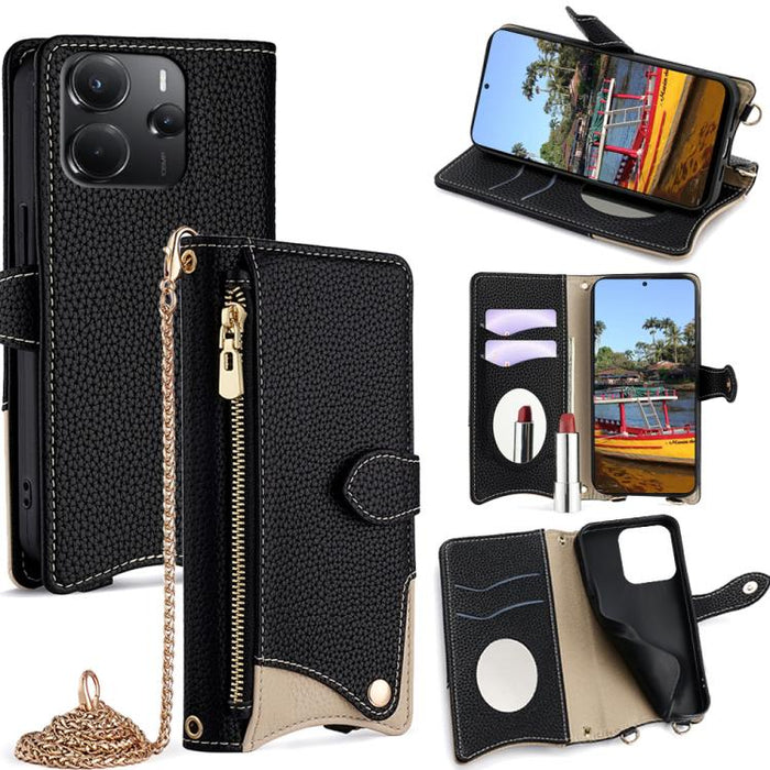 Funda para teléfono de piel de lichi con forma de cola de pez y cadena cruzada, For Redmi K90, For Redmi K90 Pro Max, For Redmi 15C 5G / 4G EU 173mm / Poco C85 5G, For Redmi 15C 5G / 4G Global 171mm / Poco C85 4G, For Redmi K80 Ultra                   ...
